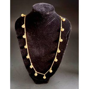 Napier, Necklace, Station Bead, Chain Link with Round Filigree Beads Gold Tone